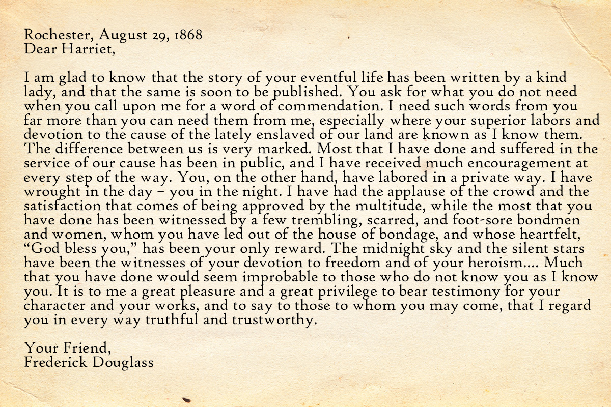 Close Reading  - “ A Letter to Harriet Tubman” by Frederick Douglass [MPT interactive]